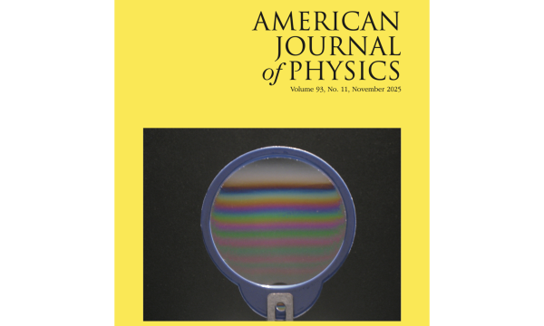 Copertina dell'American Journal of Physics dedicata a un articolo di ricercatori del Dipartimento.